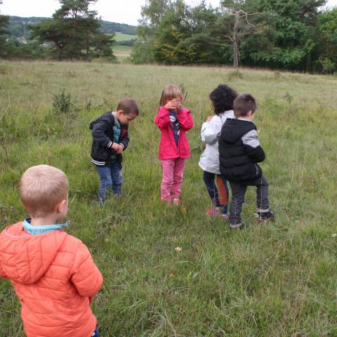 La petite section du centre aéré de Givet à la "chasse" aux petites bêtes